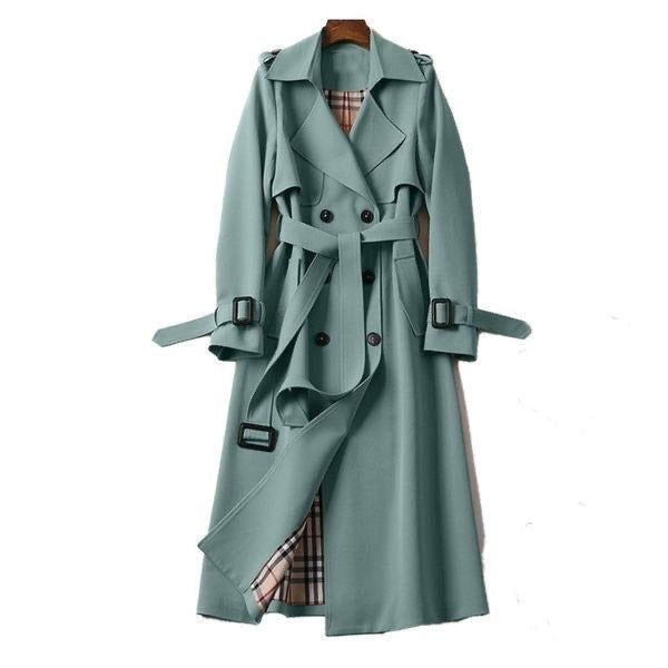 Paloma | Trench Coat Largo Mujer Cinturón Forro de Cuadros