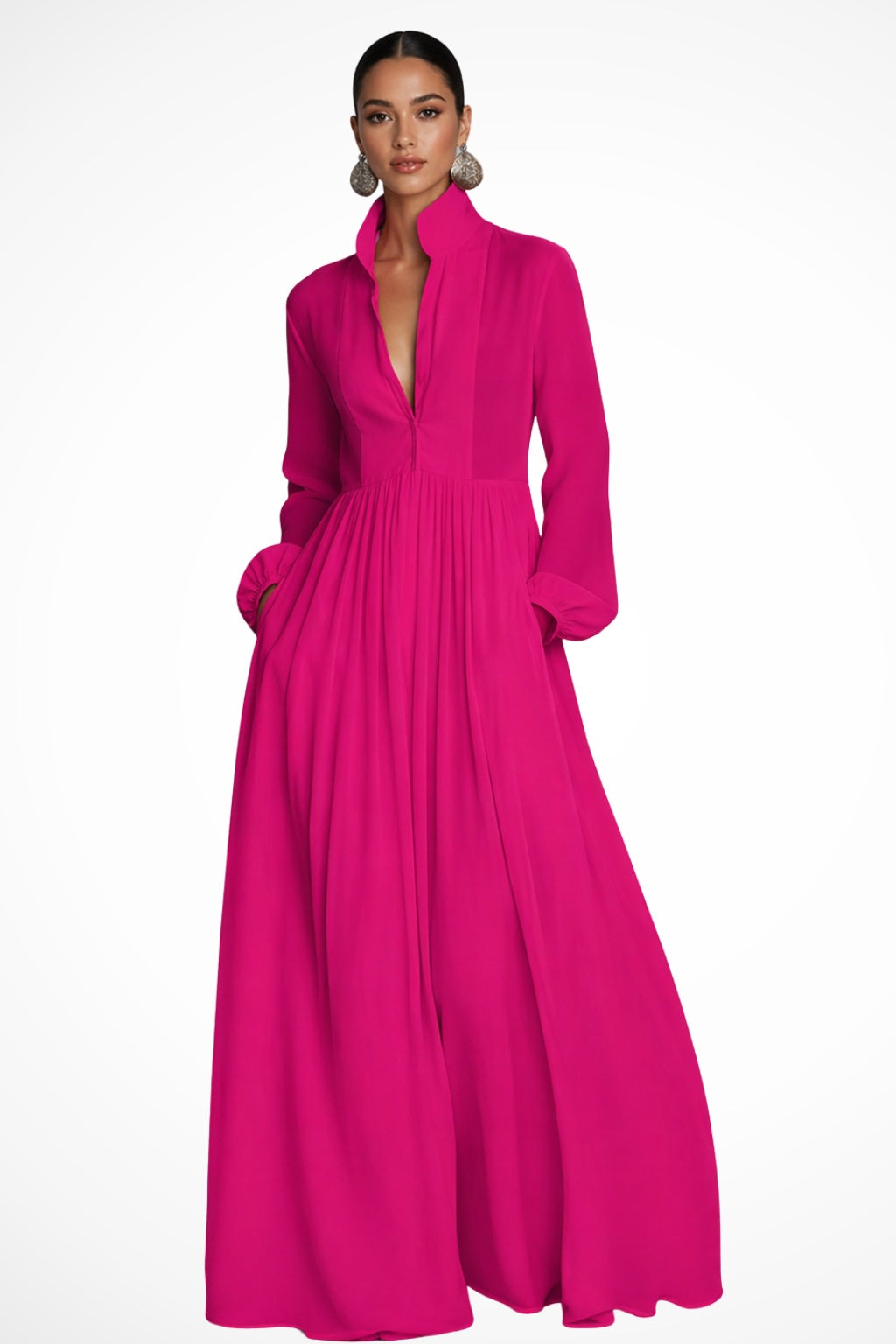 Paloma | Vestido Largo de Novia Sencillo Mujer Manga Larga Gasa