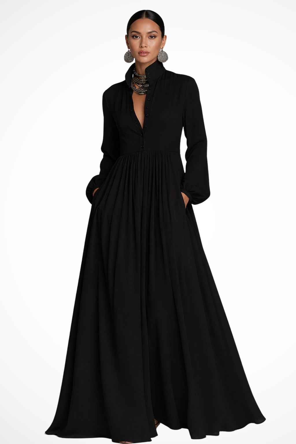 Paloma | Vestido Largo de Novia Sencillo Mujer Manga Larga Gasa