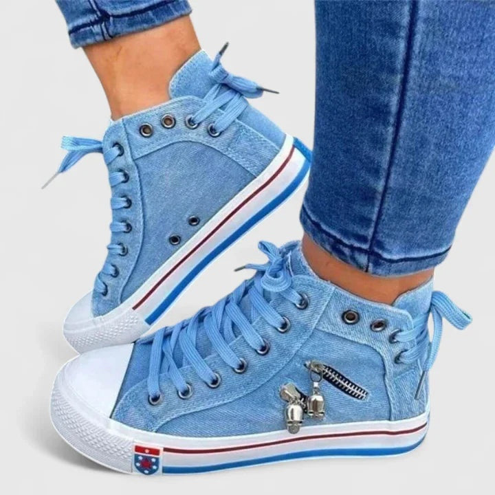 Paloma | Zapatillas Altas de Lona Mujer Cordones