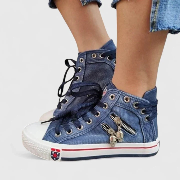 Paloma | Zapatillas Altas de Lona Mujer Cordones