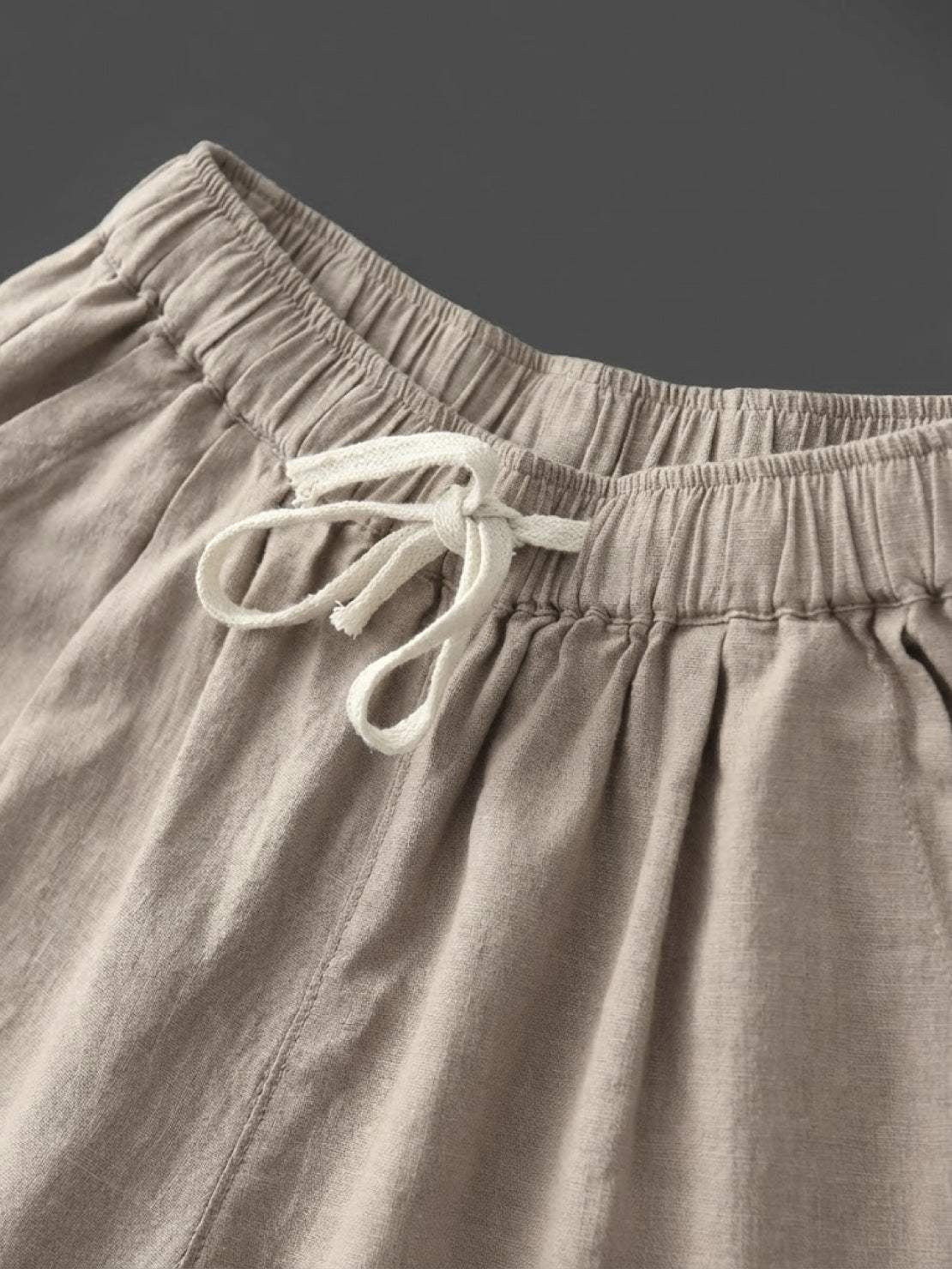 Pantalón de Lino con Cordón Mujer Tobillos