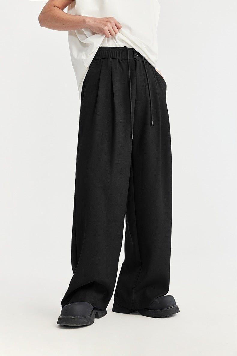 Pantalón de Lino de Pierna Ancha Hombre Plisado