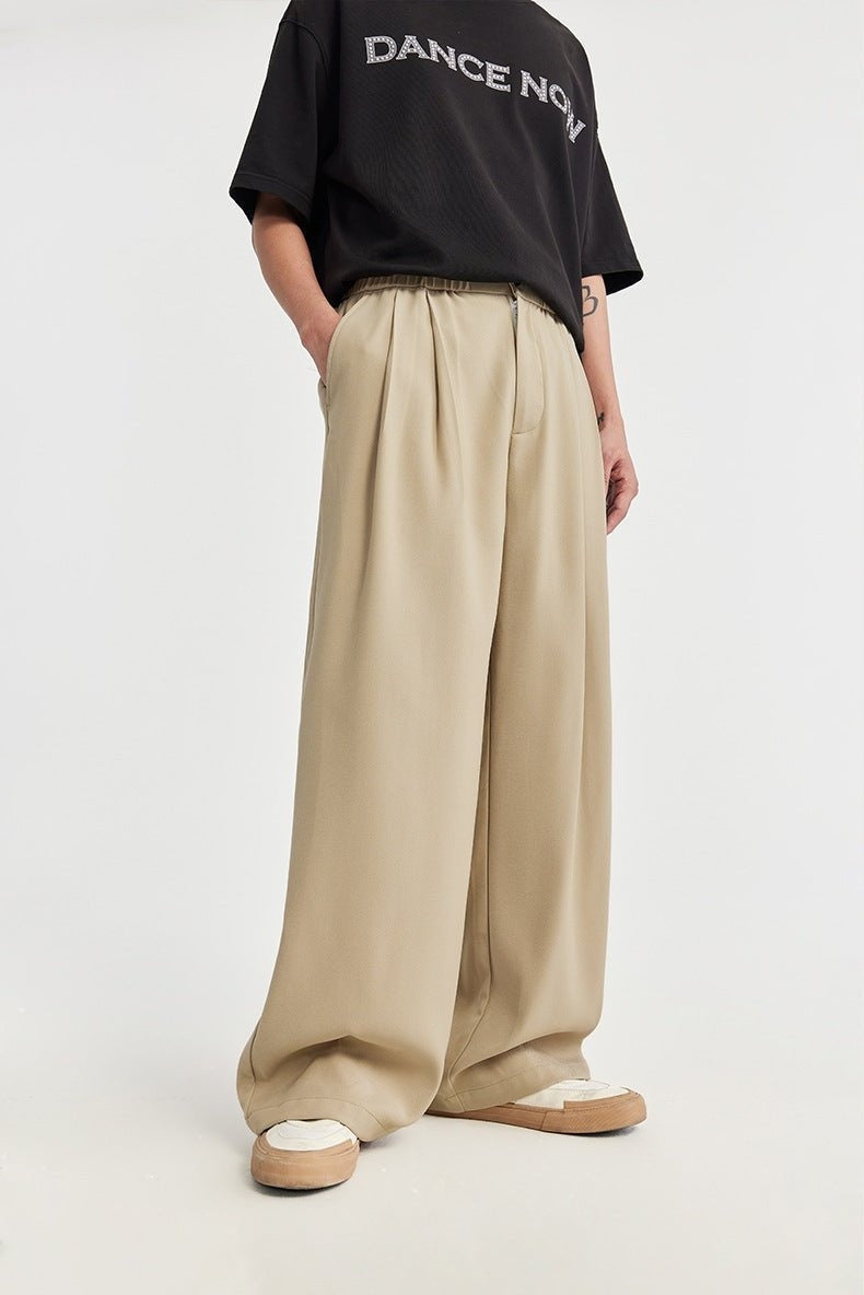 Pantalón de Lino de Pierna Ancha Hombre Plisado