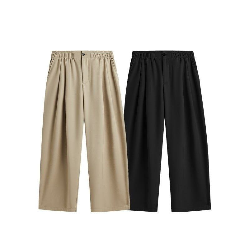 Pantalón de Lino de Pierna Ancha Hombre Plisado