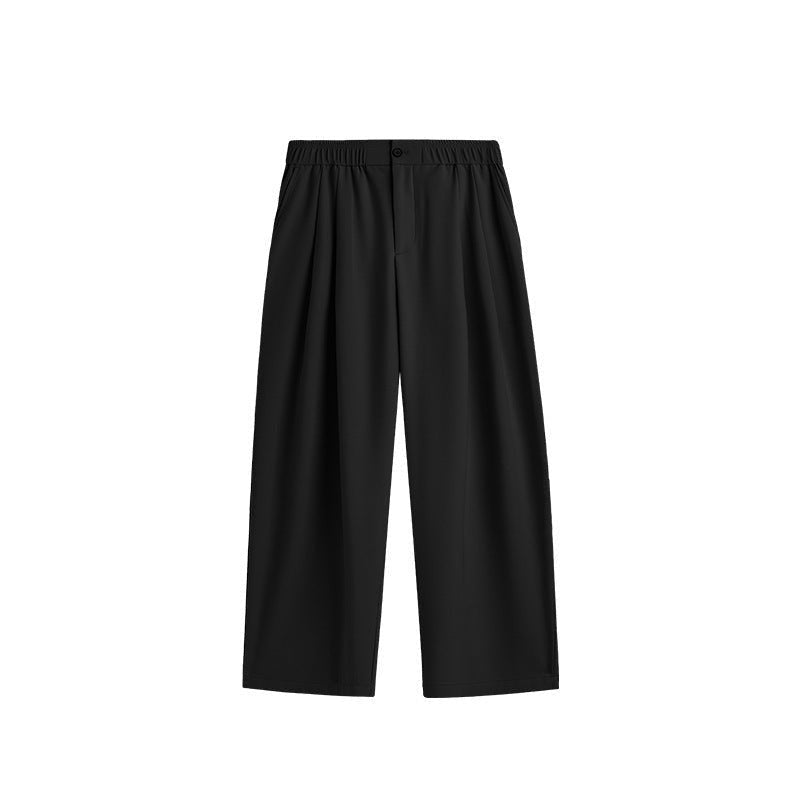 Pantalón de Lino de Pierna Ancha Hombre Plisado