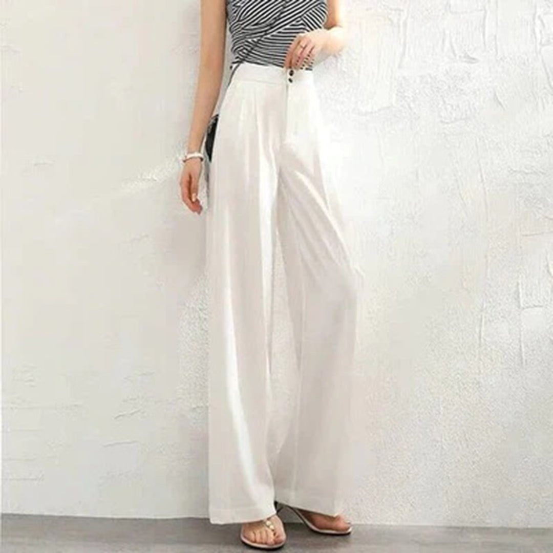 Pantalón Palazzo de Lino Mujer Cintura Alta