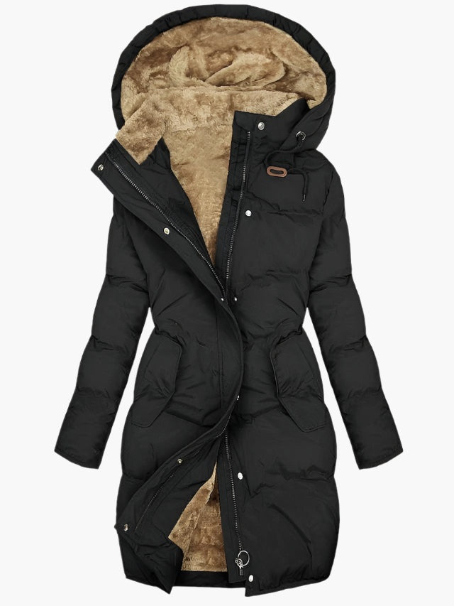 Parka Acolchada Mujer con Capucha Borreguito Larga