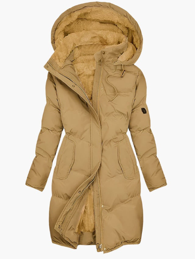 Parka Acolchada Mujer con Capucha Borreguito Larga