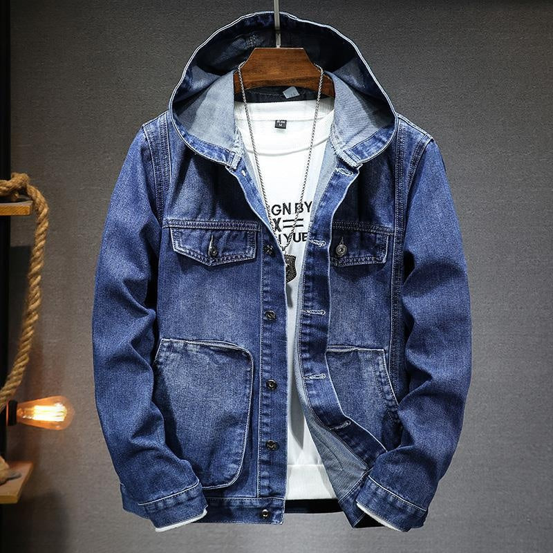 Pau | Chaqueta Vaquera con Capucha Hombre Denim Bolsillos