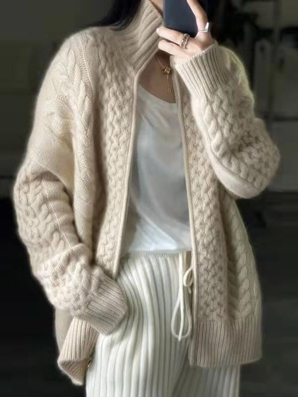 Paula | Jersey de Punto con Trenzas Mujer Cremallera Oversize