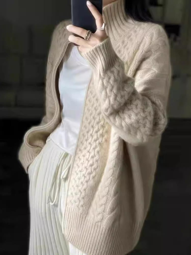 Paula | Jersey de Punto con Trenzas Mujer Cremallera Oversize