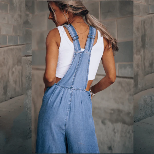 Peto Vaquero Pierna Ancha Mujer Tirantes Ajustables