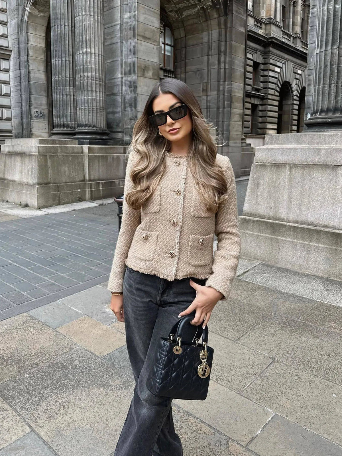 Pilar | Chaqueta de Tweed Mujer Corta Botones