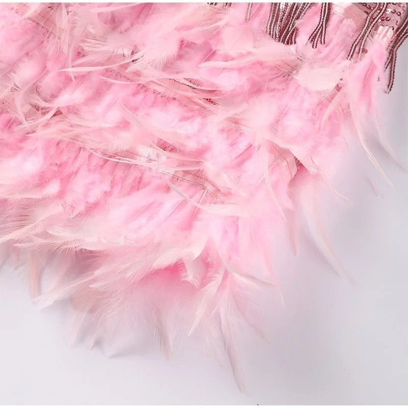 Pilar | Vestido Corto de Cóctel con Flecos Mujer Tirantes
