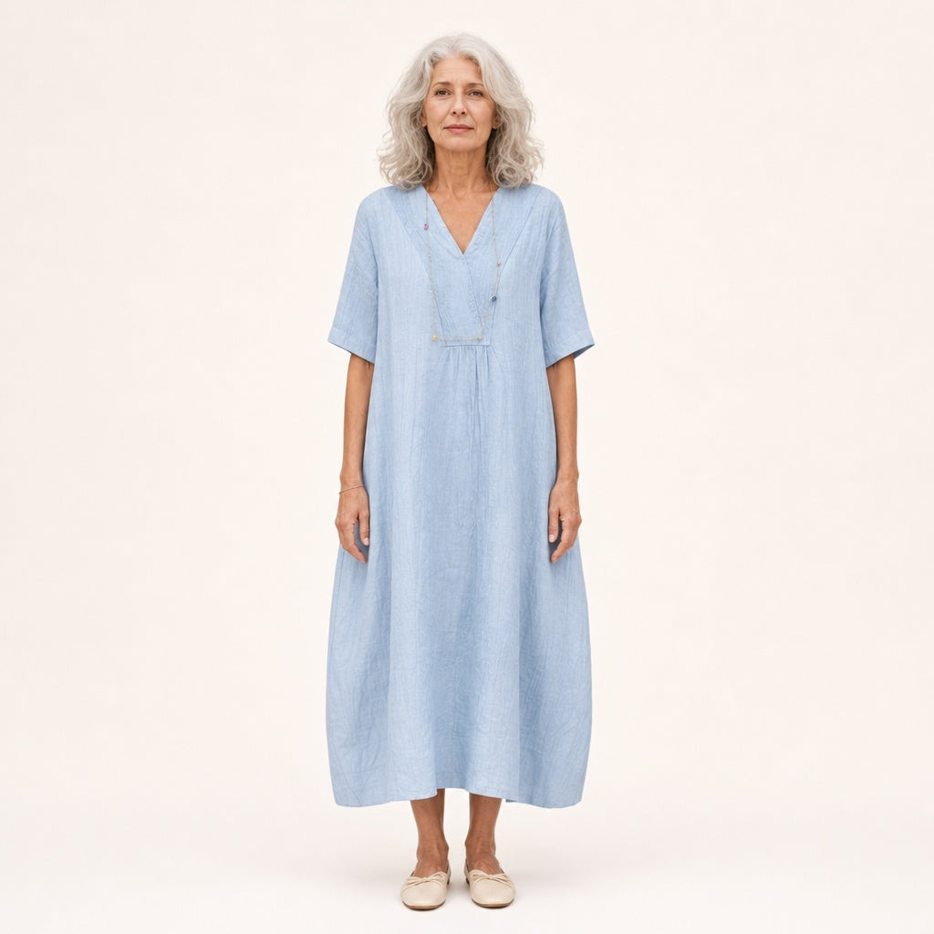 Pilar | Vestido de Madrina Largo Escote V Mujer Manga Corta