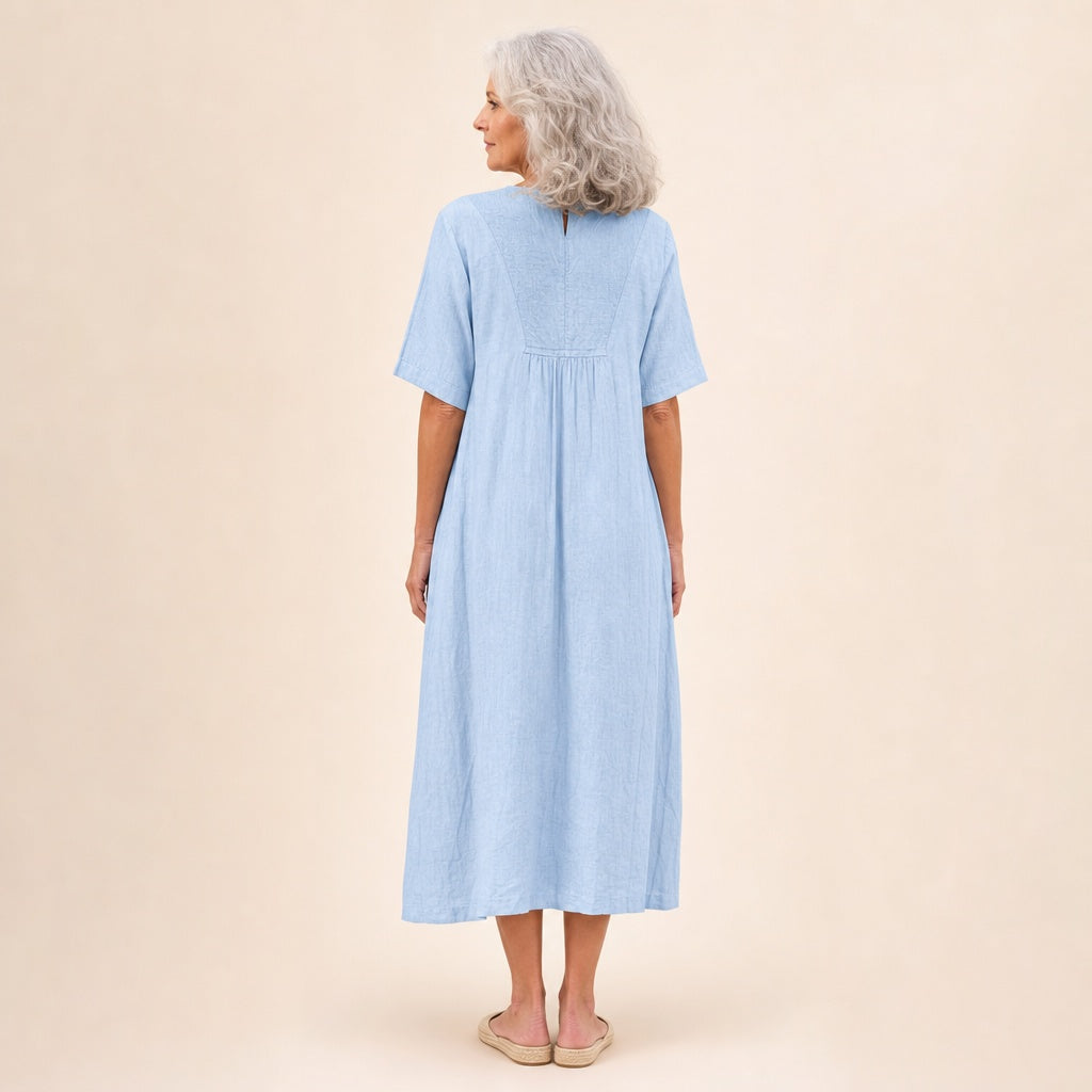 Pilar | Vestido de Madrina Largo Escote V Mujer Manga Corta
