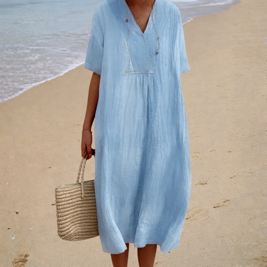 Pilar | Vestido de Madrina Largo Escote V Mujer Manga Corta