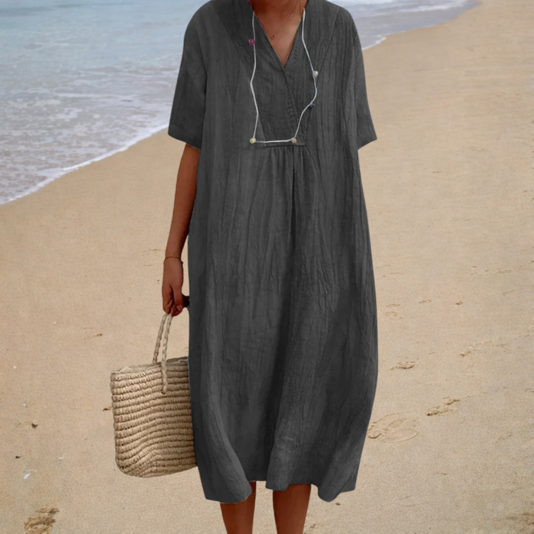Pilar | Vestido de Madrina Largo Escote V Mujer Manga Corta