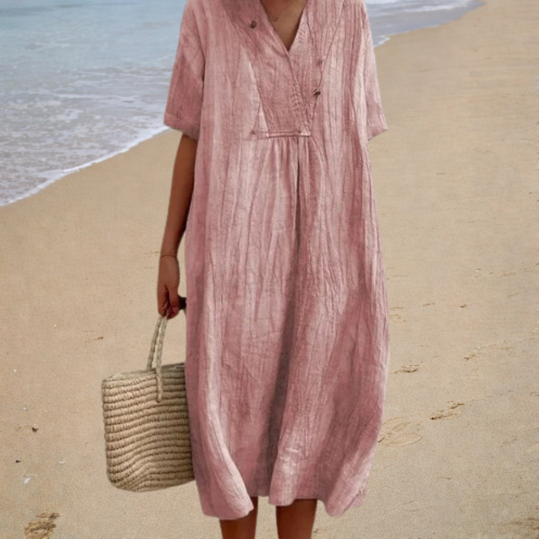 Pilar | Vestido de Madrina Largo Escote V Mujer Manga Corta