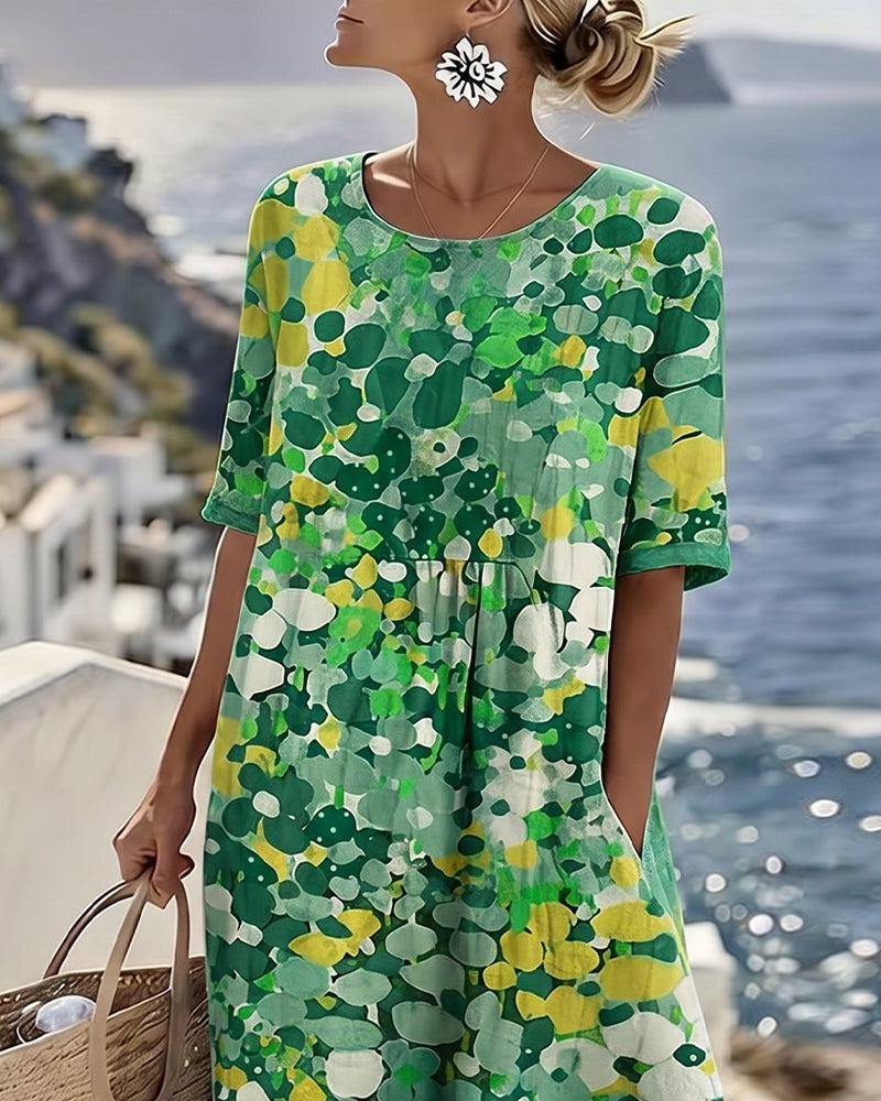 Pilar | Vestido Midi Floral Suelto Mujer Manga Corta