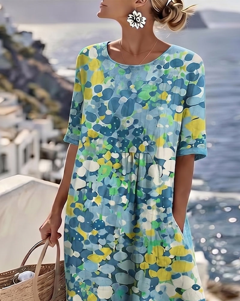 Pilar | Vestido Midi Floral Suelto Mujer Manga Corta