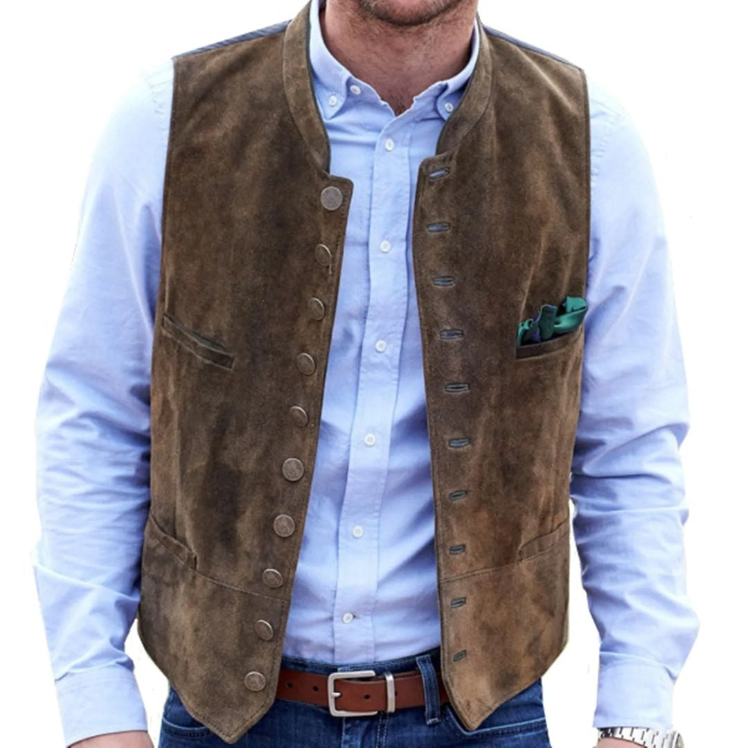 Pol | Chaleco de Ante Hombre Botones Estilo Tradicional