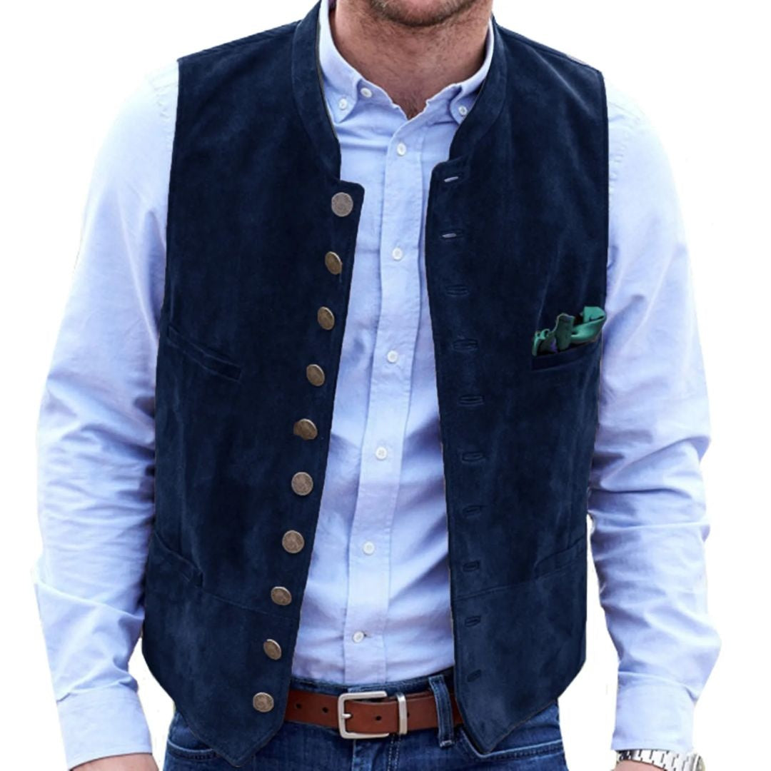 Pol | Chaleco de Ante Hombre Botones Estilo Tradicional