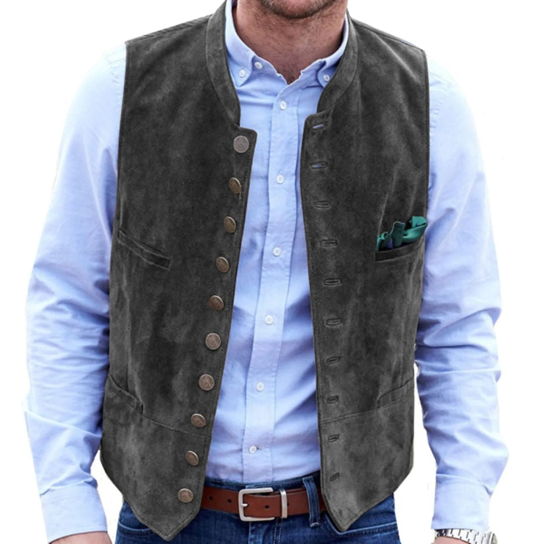 Pol | Chaleco de Ante Hombre Botones Estilo Tradicional