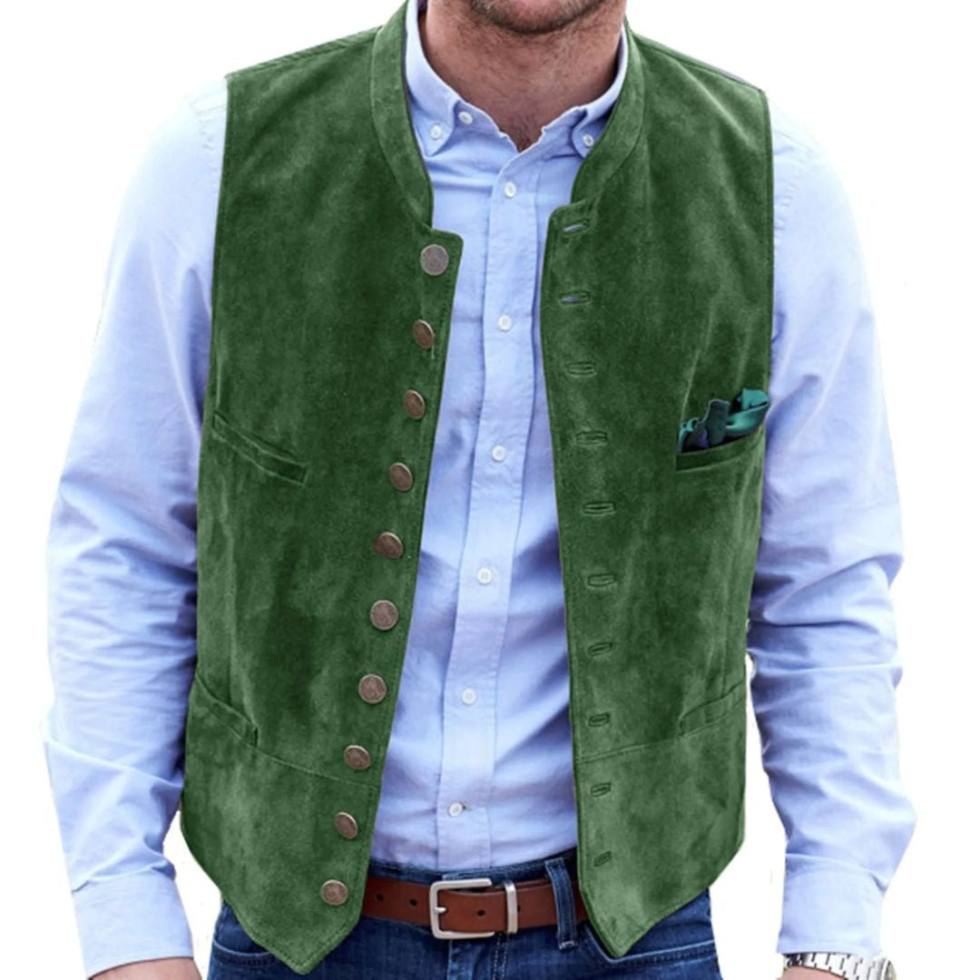 Pol | Chaleco de Ante Hombre Botones Estilo Tradicional