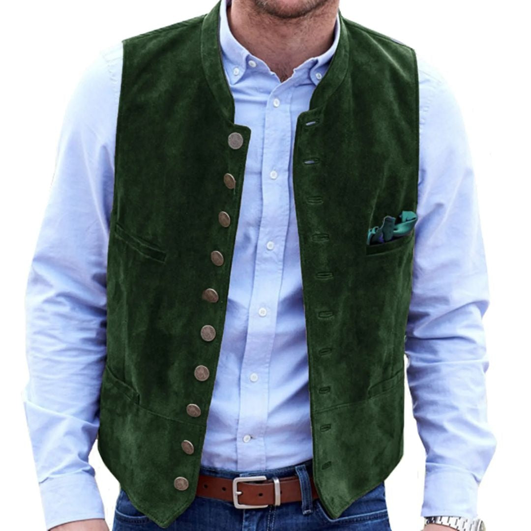 Pol | Chaleco de Ante Hombre Botones Estilo Tradicional
