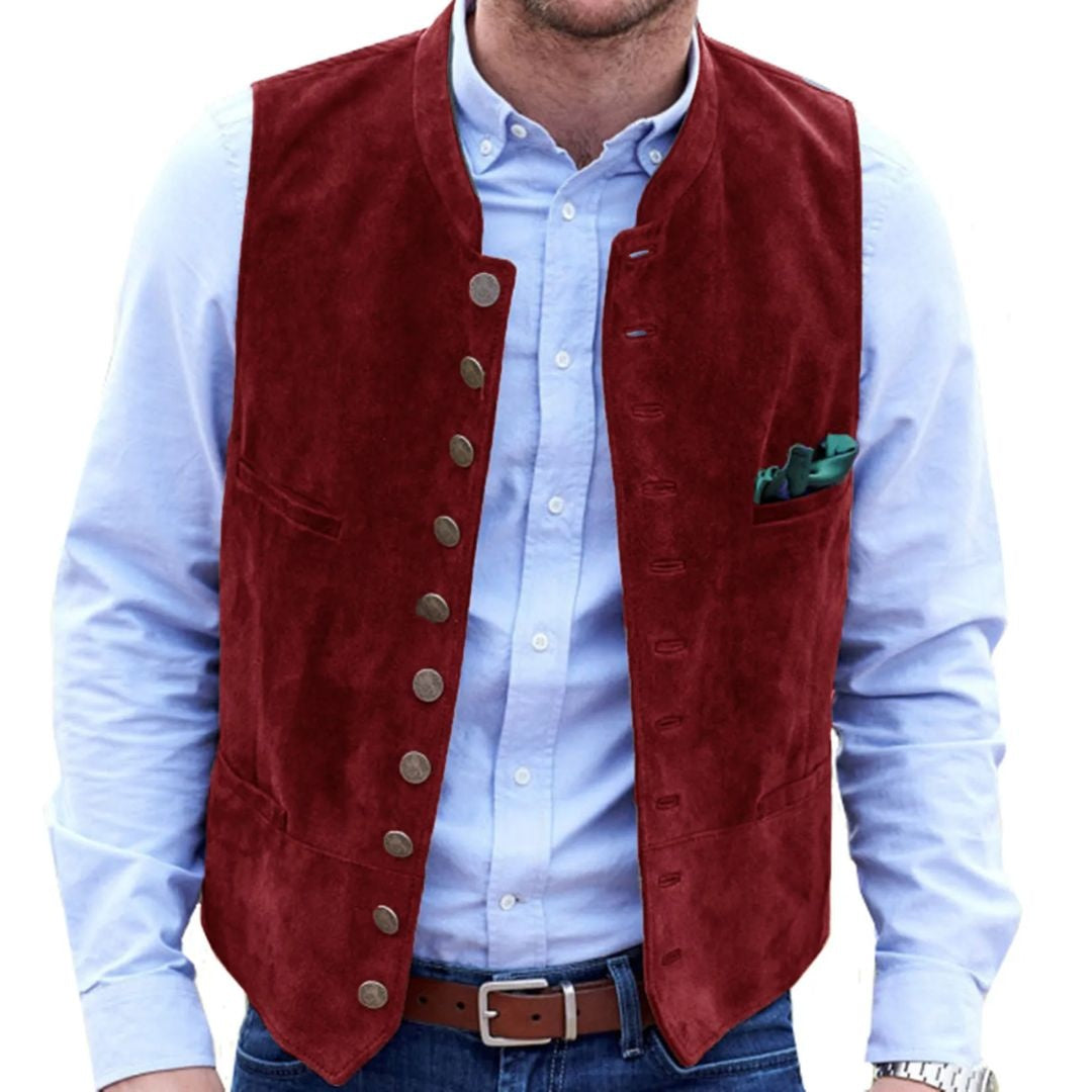 Pol | Chaleco de Ante Hombre Botones Estilo Tradicional