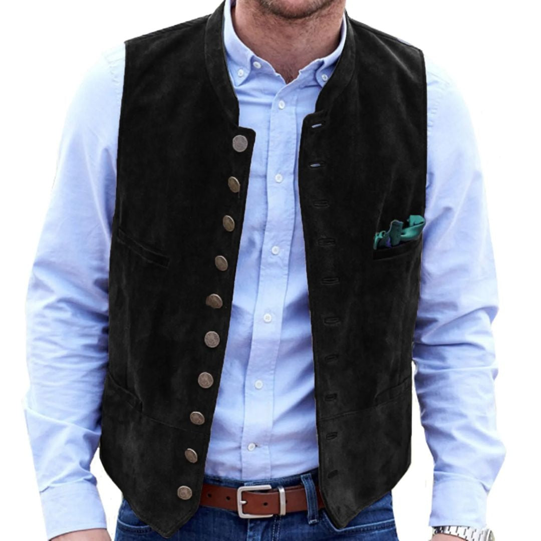 Pol | Chaleco de Ante Hombre Botones Estilo Tradicional