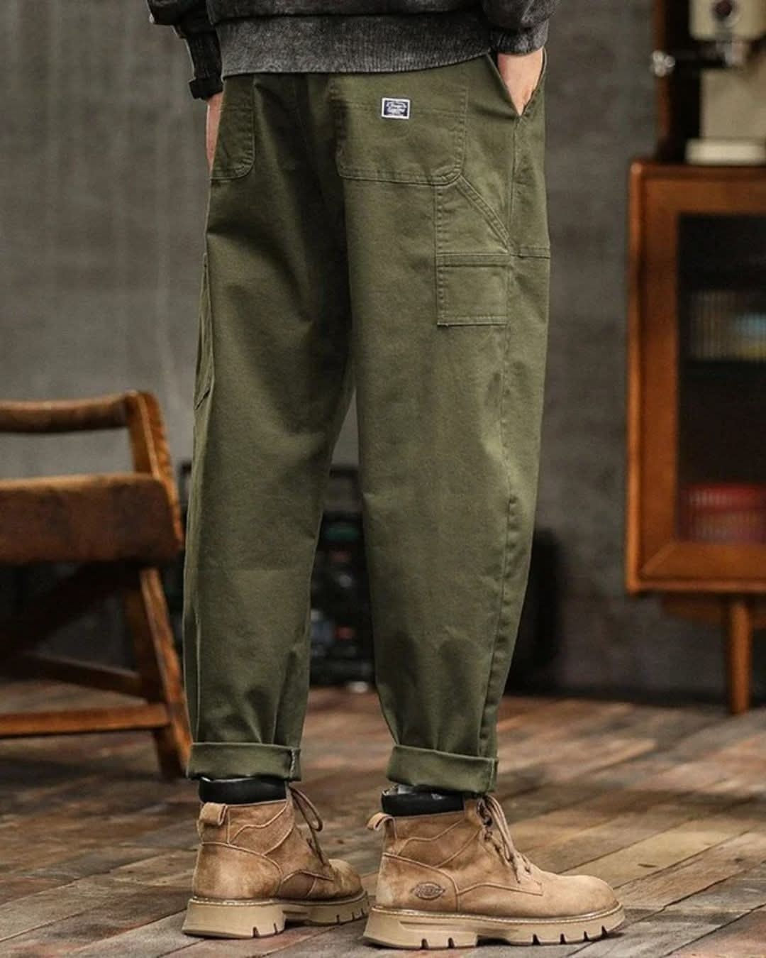 Pol | Pantalón de Algodón Ancho Hombre Estilo Workwear Cargo