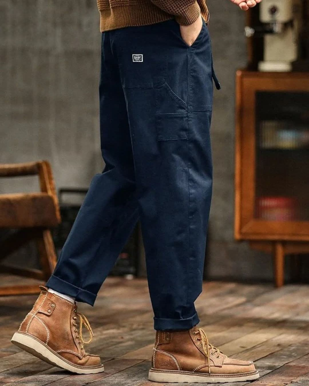 Pol | Pantalón de Algodón Ancho Hombre Estilo Workwear Cargo