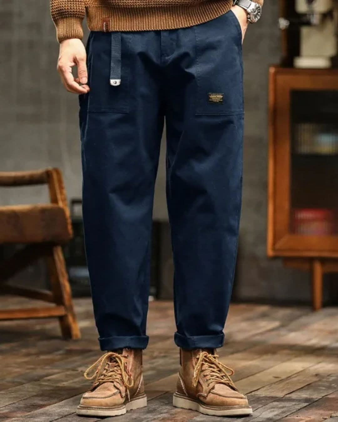 Pol | Pantalón de Algodón Ancho Hombre Estilo Workwear Cargo