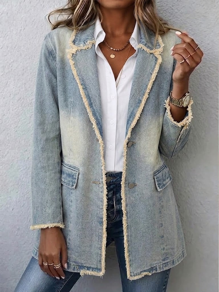 Raquel | Chaqueta Vaquera Estampado Animal Mujer Manga Larga Bolsillos