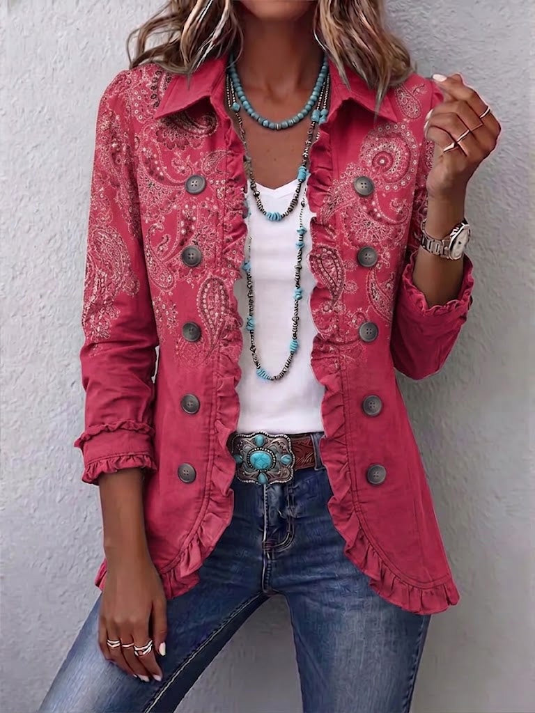 Raquel | Chaqueta Vaquera Estampado Animal Mujer Manga Larga Bolsillos