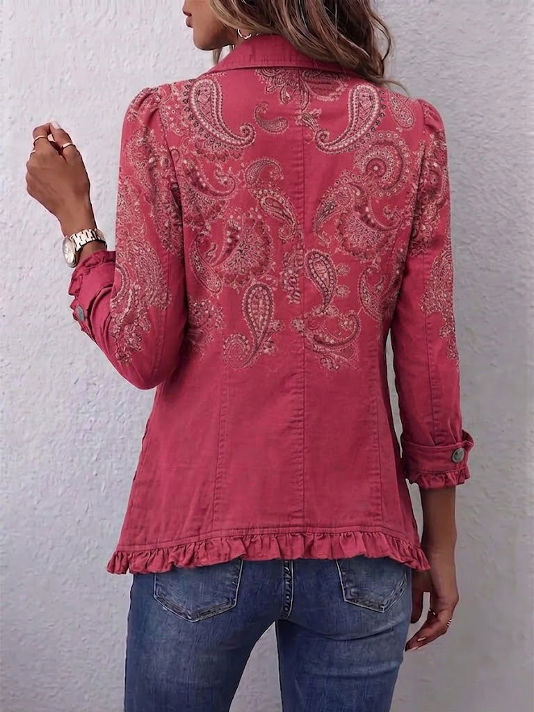 Raquel | Chaqueta Vaquera Estampado Animal Mujer Manga Larga Bolsillos