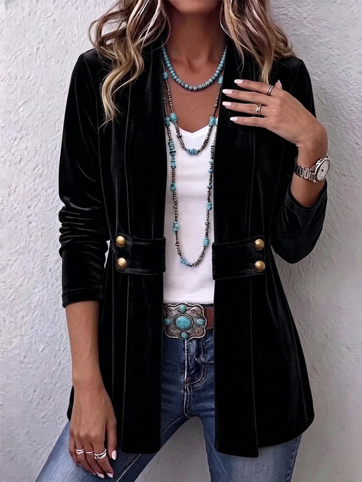 Raquel | Chaqueta Vaquera Estampado Animal Mujer Manga Larga Bolsillos