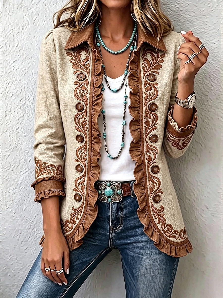 Raquel | Chaqueta Vaquera Estampado Animal Mujer Manga Larga Bolsillos
