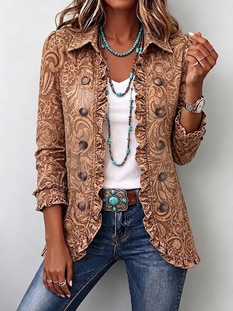 Raquel | Chaqueta Vaquera Estampado Animal Mujer Manga Larga Bolsillos