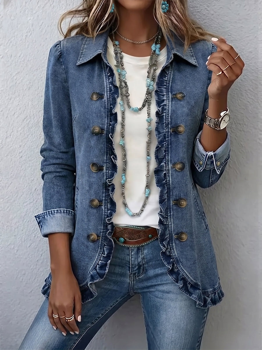 Raquel | Chaqueta Vaquera Estampado Animal Mujer Manga Larga Bolsillos