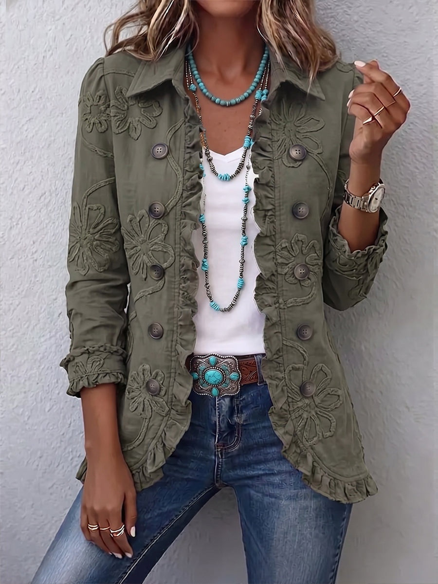 Raquel | Chaqueta Vaquera Estampado Animal Mujer Manga Larga Bolsillos