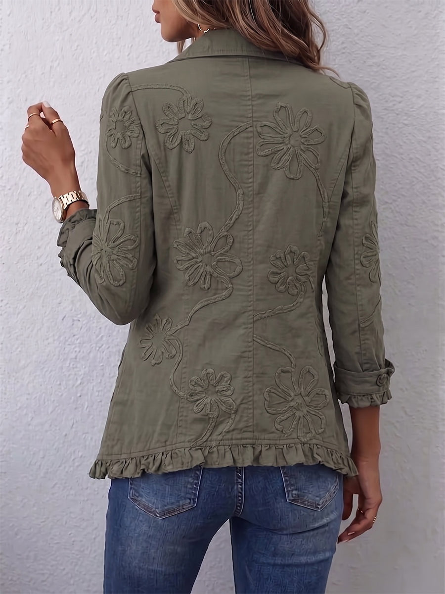 Raquel | Chaqueta Vaquera Estampado Animal Mujer Manga Larga Bolsillos