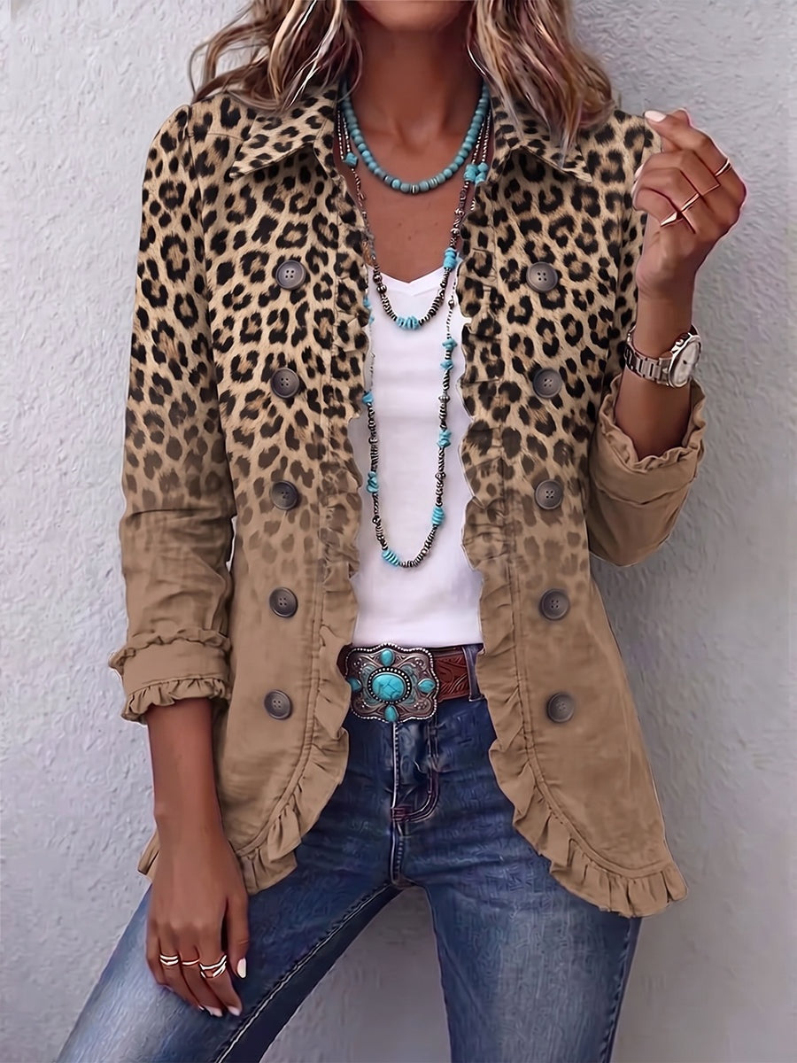 Raquel | Chaqueta Vaquera Estampado Animal Mujer Manga Larga Bolsillos
