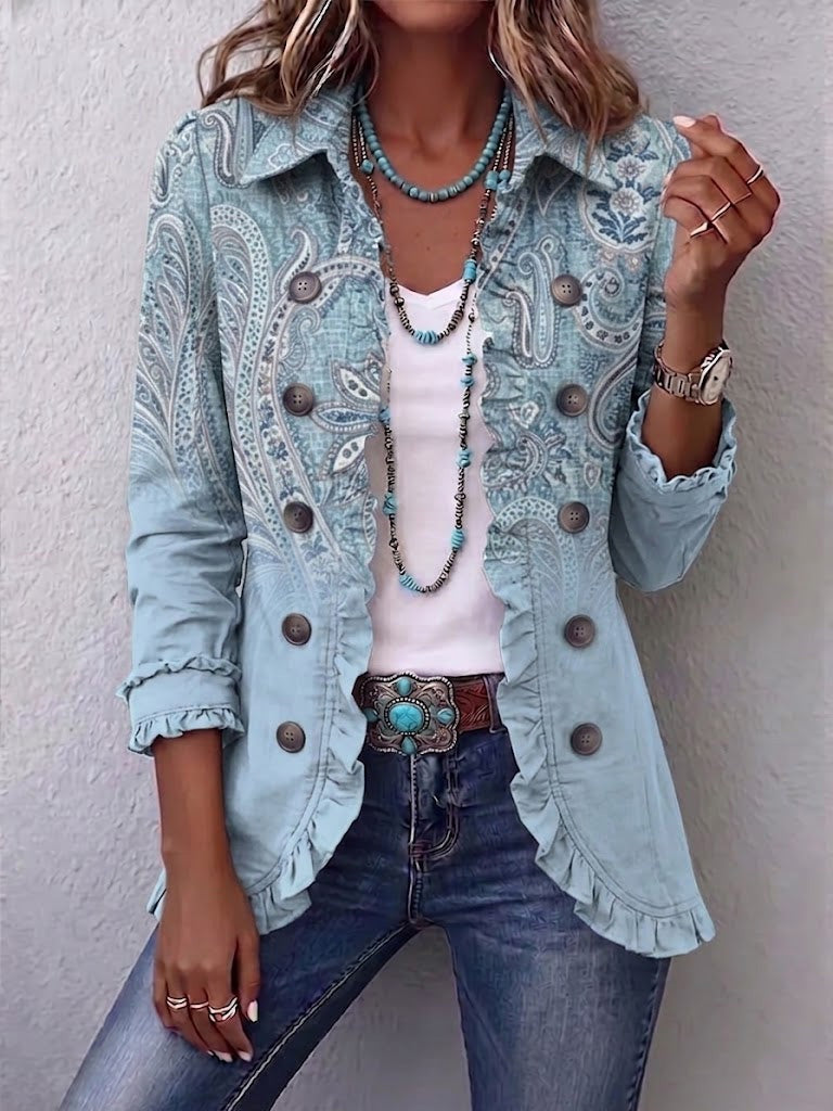Raquel | Chaqueta Vaquera Estampado Animal Mujer Manga Larga Bolsillos
