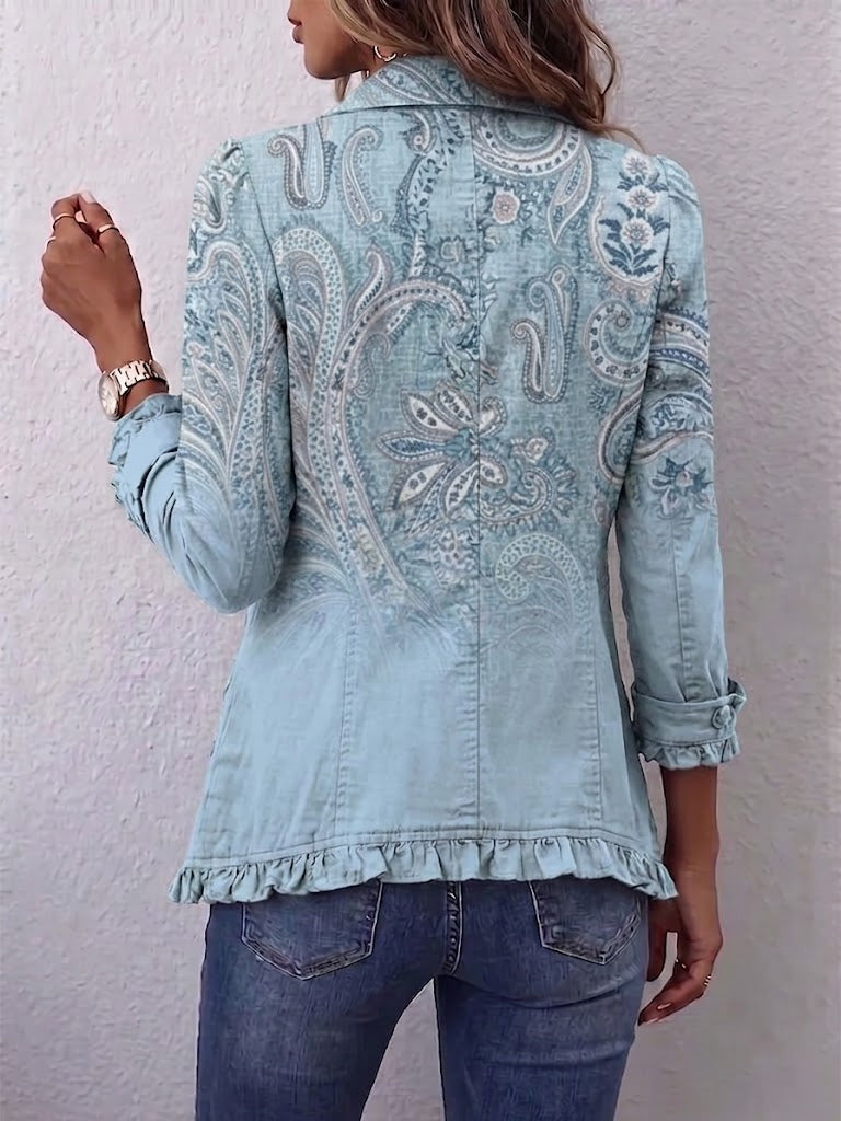 Raquel | Chaqueta Vaquera Estampado Animal Mujer Manga Larga Bolsillos
