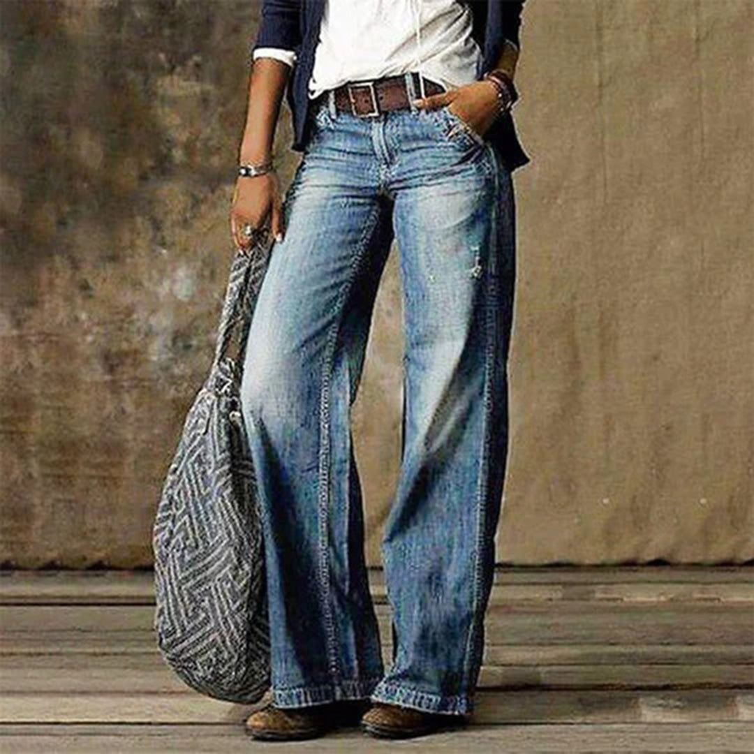 Raquel | Jeans Wide Leg Mujer Desgastados Tiro Medio