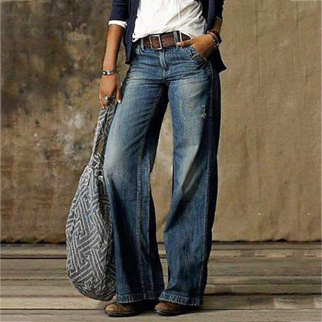 Raquel | Jeans Wide Leg Mujer Desgastados Tiro Medio